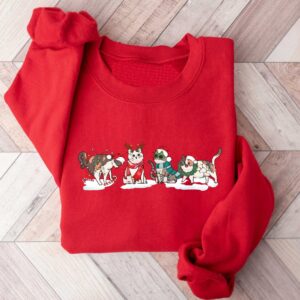 vintage christmas cat sweatshirt for cat lovers featuring various cat breeds and kittens ideal for holiday celebrations tscfg scaled