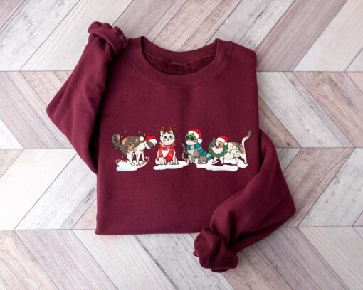 vintage christmas cat sweatshirt for cat lovers featuring various cat breeds and kittens ideal for holiday celebrations xbdqa scaled