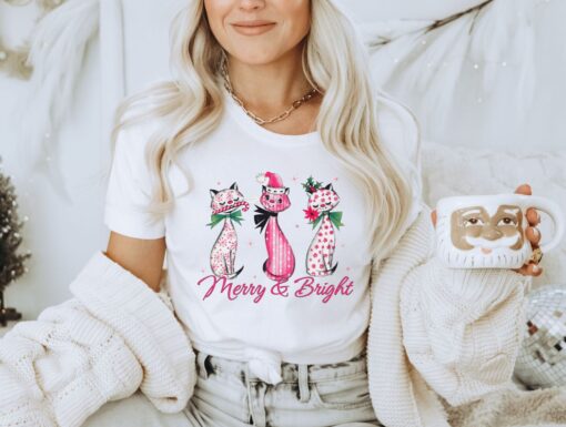 vintage christmas cat t shirt with pink design for cat lovers fun and festive holiday tee for cat moms mocb4 scaled