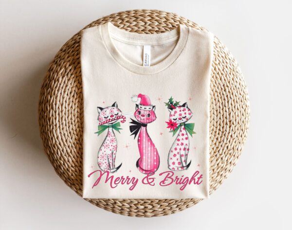 vintage christmas cat t shirt with pink design for cat lovers fun and festive holiday tee for cat moms wfig9 scaled