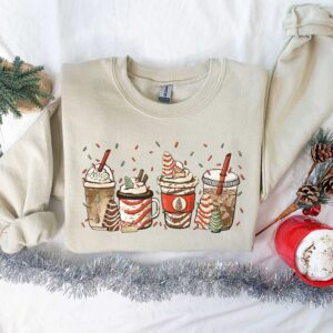 vintage christmas coffee t shirt with gingerbread and christmas tree design for coffee lovers and holiday outfits isyta scaled