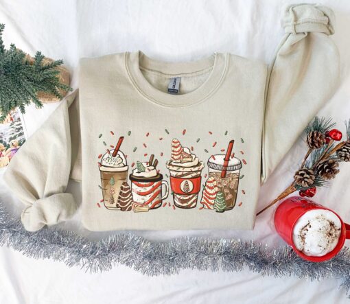 vintage christmas coffee t shirt with gingerbread and christmas tree design for coffee lovers and holiday outfits isyta scaled