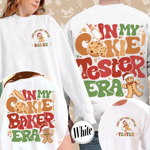 vintage christmas cookie tester sweatshirt for couples with fun cookie and milk design for holiday baking enthusiasts lqrlj