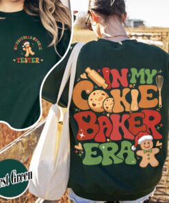 vintage christmas cookie tester sweatshirt for couples with fun cookie and milk design for holiday baking enthusiasts pwsup