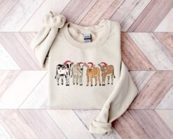 vintage christmas cow sweatshirt for women with highland cow design and festive lights crewneck style 9is5e scaled