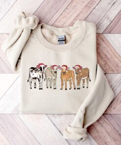 vintage christmas cow sweatshirt for women with highland cow design and festive lights crewneck style 9is5e scaled