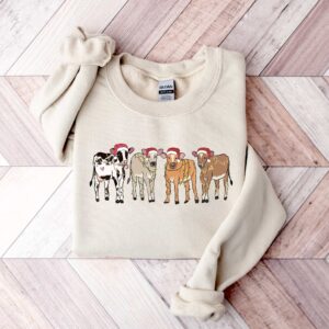 vintage christmas cow sweatshirt for women with highland cow design and festive lights crewneck style 9is5e scaled