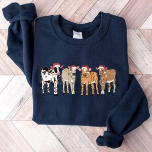 vintage christmas cow sweatshirt for women with highland cow design and festive lights crewneck style y4dtq scaled