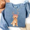 vintage christmas dog sweatshirt for goldendoodle and labradoodle moms in comfort colors with coquette bow design fomfs scaled