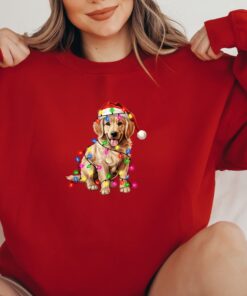 vintage christmas dog t shirt for dog lovers featuring golden retriever and christmas lights design ideal for new year celebrations aboek scaled