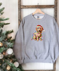 vintage christmas dog t shirt for dog lovers featuring golden retriever and christmas lights design ideal for new year celebrations f9wet scaled