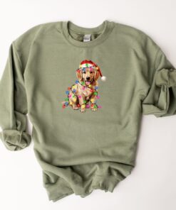 vintage christmas dog t shirt for dog lovers featuring golden retriever and christmas lights design ideal for new year celebrations kmk8p scaled