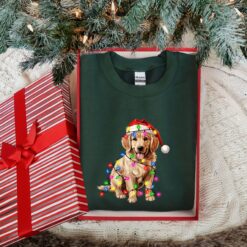 vintage christmas dog t shirt for dog lovers featuring golden retriever and christmas lights design ideal for new year celebrations ons90 scaled