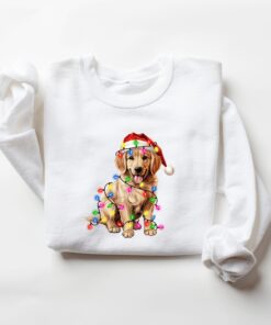 vintage christmas dog t shirt for dog lovers featuring golden retriever and christmas lights design ideal for new year celebrations zl0t3 scaled