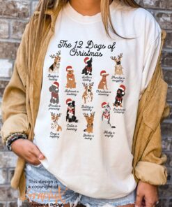 vintage christmas dog t shirt for dog moms 12 dogs of christmas design funny and cute t shirt for dog lovers 4tyjj scaled