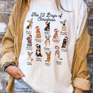 vintage christmas dog t shirt for dog moms 12 dogs of christmas design funny and cute t shirt for dog lovers 4tyjj scaled