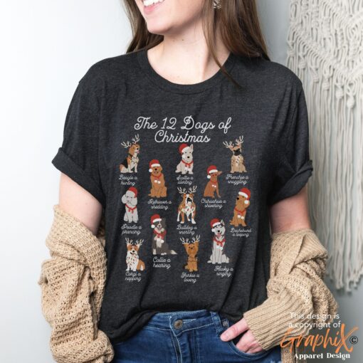 vintage christmas dog t shirt for dog moms 12 dogs of christmas design funny and cute t shirt for dog lovers cwado scaled