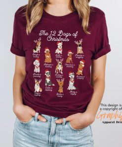 vintage christmas dog t shirt for dog moms 12 dogs of christmas design funny and cute t shirt for dog lovers e22hb scaled