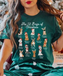 vintage christmas dog t shirt for dog moms 12 dogs of christmas design funny and cute t shirt for dog lovers ncgd0 scaled