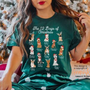 vintage christmas dog t shirt for dog moms 12 dogs of christmas design funny and cute t shirt for dog lovers ncgd0 scaled