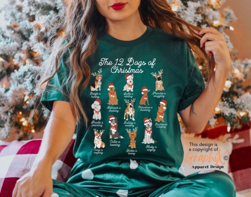 vintage christmas dog t shirt for dog moms 12 dogs of christmas design funny and cute t shirt for dog lovers ncgd0 scaled