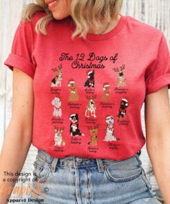 vintage christmas dog t shirt for dog moms 12 dogs of christmas design funny and cute t shirt for dog lovers v6g46 scaled