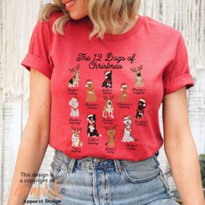 vintage christmas dog t shirt for dog moms 12 dogs of christmas design funny and cute t shirt for dog lovers v6g46 scaled