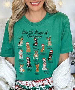 vintage christmas dog t shirt for dog moms 12 dogs of christmas design funny and cute t shirt for dog lovers wp3gq scaled