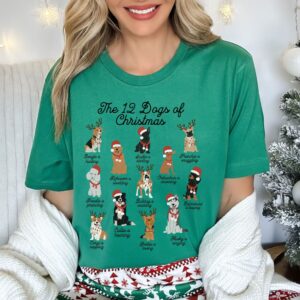 vintage christmas dog t shirt for dog moms 12 dogs of christmas design funny and cute t shirt for dog lovers wp3gq scaled