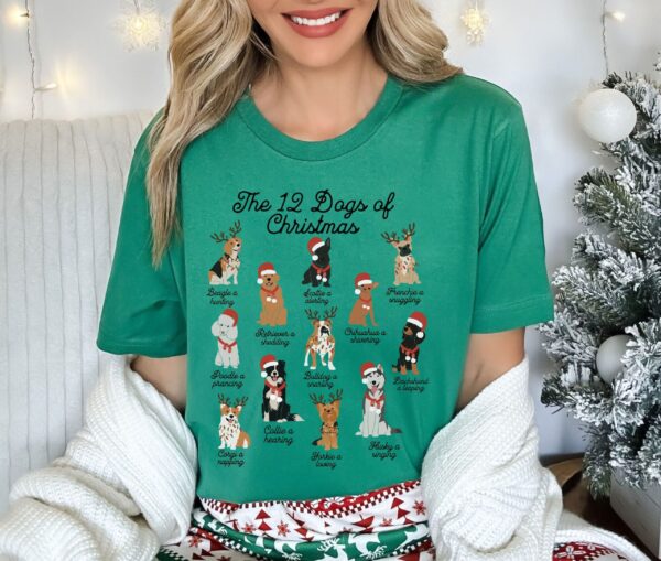 vintage christmas dog t shirt for dog moms 12 dogs of christmas design funny and cute t shirt for dog lovers wp3gq scaled