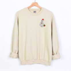Vintage Christmas Ghost Embroidered Sweatshirt with Unique Design for Trendy Holiday Style