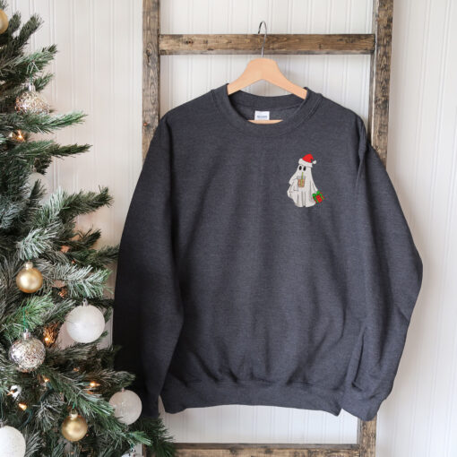 vintage christmas ghost embroidered sweatshirt with unique design for trendy holiday style csicu scaled