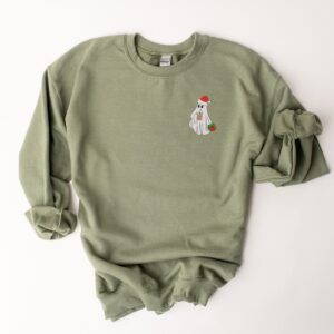 vintage christmas ghost embroidered sweatshirt with unique design for trendy holiday style y5rs6