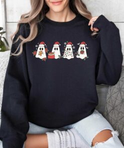 vintage christmas ghost sweater with fun santa design for holiday parties and merry celebrations dbrkh scaled