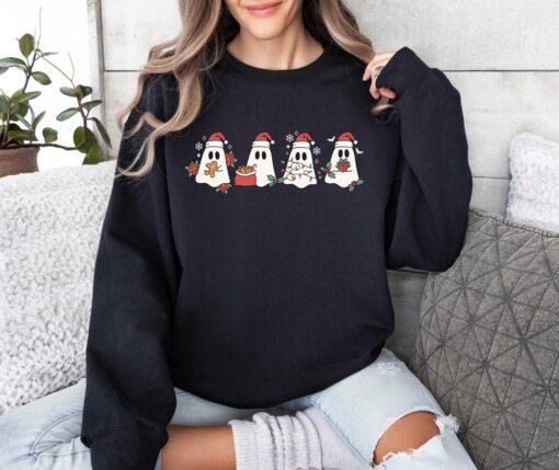 vintage christmas ghost sweater with fun santa design for holiday parties and merry celebrations dbrkh scaled