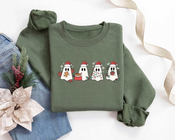 vintage christmas ghost sweater with fun santa design for holiday parties and merry celebrations pf6d5