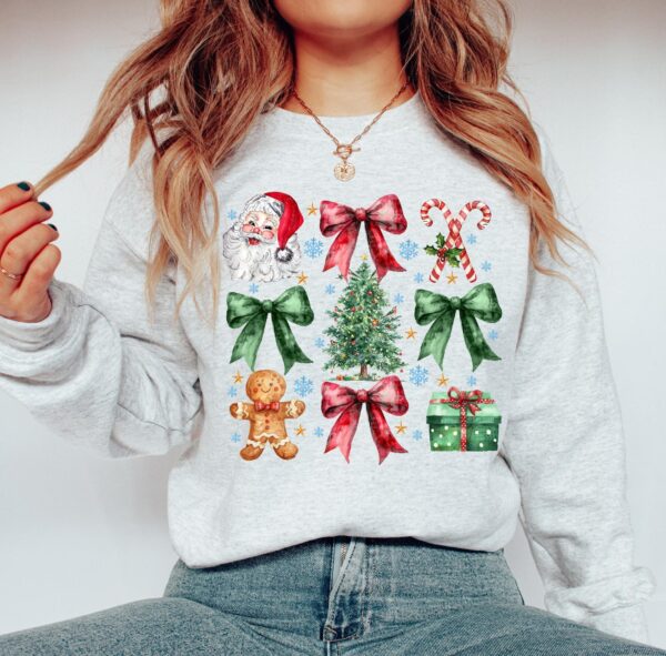 vintage christmas graphic tee with santa bow design and aesthetic christmas tree cake print for a unique holiday style ih8vr