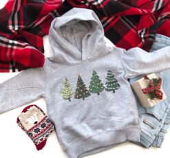 Vintage Christmas Hoodie for Toddler featuring Christmas Tree Design Comfortable Winter Sweatshirt for Kids Long Sleeve Crewneck