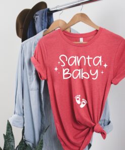 vintage christmas maternity shirt santa baby pregnancy announcement with fun design for holiday reveal and celebration fpuwa