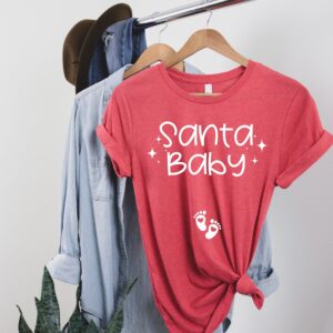 vintage christmas maternity shirt santa baby pregnancy announcement with fun design for holiday reveal and celebration fpuwa