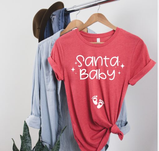 vintage christmas maternity shirt santa baby pregnancy announcement with fun design for holiday reveal and celebration fpuwa