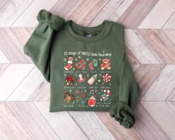 Vintage Christmas Nurse Sweatshirt for 12 Days of Nursing with Unique Design Ideal for NICU Nurses and Holiday Celebrations