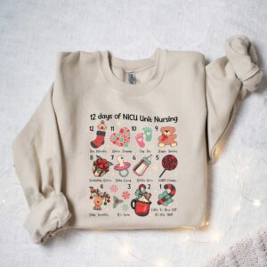 vintage christmas nurse sweatshirt for 12 days of nursing with unique design ideal for nicu nurses and holiday celebrations mglic scaled