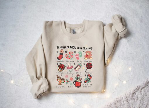 vintage christmas nurse sweatshirt for 12 days of nursing with unique design ideal for nicu nurses and holiday celebrations mglic scaled