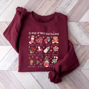 vintage christmas nurse sweatshirt for 12 days of nursing with unique design ideal for nicu nurses and holiday celebrations qecr0 scaled