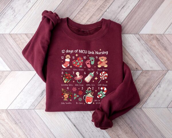 vintage christmas nurse sweatshirt for 12 days of nursing with unique design ideal for nicu nurses and holiday celebrations qecr0 scaled