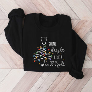 vintage christmas nurse sweatshirt shine bright like a call light merry nurse shirt with tree design for holiday cheer houdk scaled