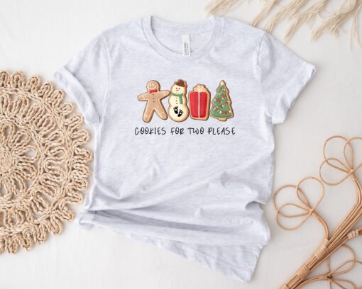 vintage christmas pregnancy announcement shirt for two with cute cookie design and maternity reveal theme gyqft