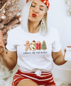 vintage christmas pregnancy announcement shirt for two with cute cookie design and maternity reveal theme oqdv1