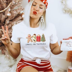 vintage christmas pregnancy announcement shirt for two with cute cookie design and maternity reveal theme oqdv1